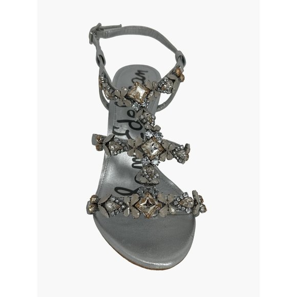 Sam Edelman Selena Embellished Heels Size 8.5M Womens NEW silver 4" dress heel - Picture 1 of 12